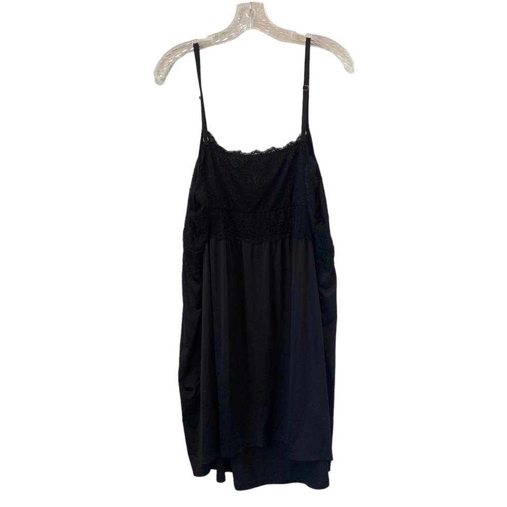 Catherines Sleepwear Chemise Women's Plus Size 3X Black Lace Trim‎